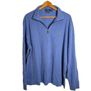 Polo Ralph Lauren Estate Rib 1/4 Zip Pullover Sweater 100% Cotton Size XL Blue